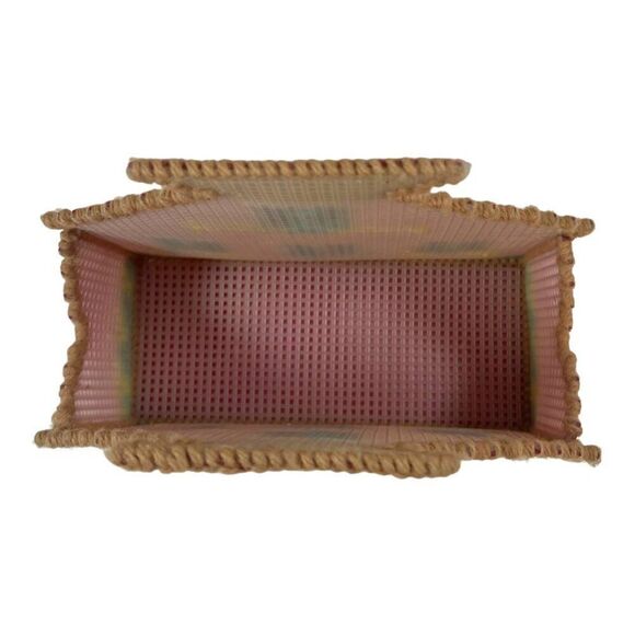 Handmade Plastic Canvas Red House Napkin Holder Country Cottage Core Boho Kitsch - Picture 4 of 9